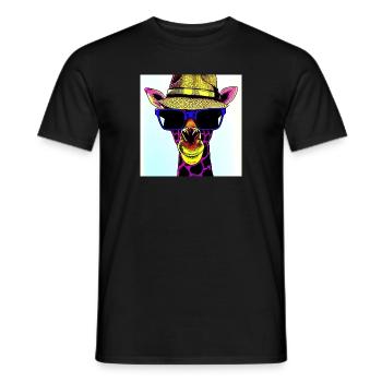 Giraffe in a hat - Men's T-Shirt - black - Front - AI Model Male 178 light (178cm)