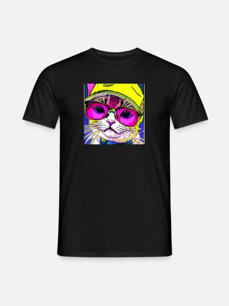 Cat with glasses - Men's T-Shirt - black