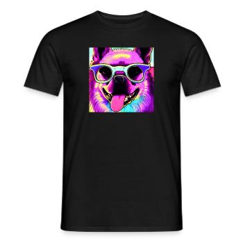Chien avec des lunettes - T-shirt homme - noir - Devant - AI Model Male 178 light (178cm)