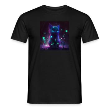 Neon Space Cat #001 - Männer T-Shirt - Schwarz - Vorne - AI Model Male 178 light (178cm)