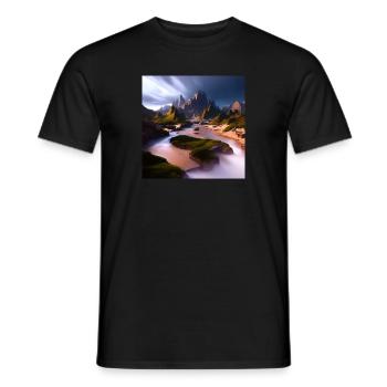 Cinematic fantasy landscape - Men's T-Shirt - black - Front - AI Model Male 178 light (178cm)