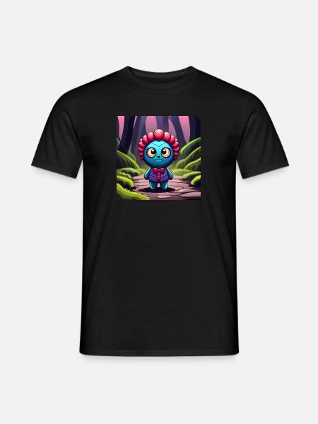 small, blue, cute monster - Men's T-Shirt - black