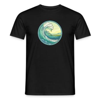 Stained Glass Ocean Wave Art - Men's T-Shirt - black - Front - AI Model Male 178 light (178cm)