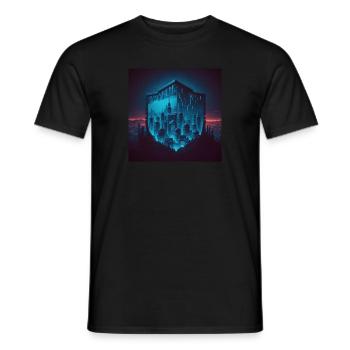 Neon Firewall - City Skyline Protection - Men's T-Shirt - black - Front - AI Model Male 178 light (178cm)