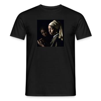 Modern Interpretation - The Woman with the Pearl - Men's T-Shirt - black - Front - AI Model Male 178 light (178cm)