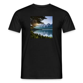 Idylischer See mit Bergen - Männer T-Shirt - Schwarz - Vorne - AI Model Male 178 light (178cm)