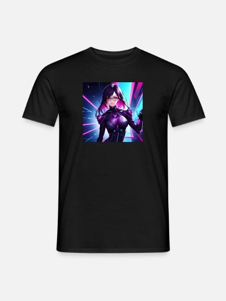 Cyberpunk Girl Sticker 4 - Männer T-Shirt - Schwarz