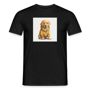 Golden Retriever im Hoodie. - Männer T-Shirt - Schwarz - Vorne - AI Model Male 178 light (178cm)