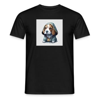 Beagle im Hoodie - Männer T-Shirt - Schwarz - Vorne - AI Model Male 178 light (178cm)