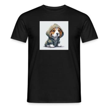 Beagle im Hoodie. - Männer T-Shirt - Schwarz - Vorne - AI Model Male 178 light (178cm)