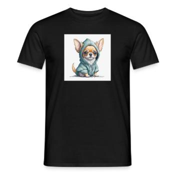 Chihuahua im Hoodie. - Männer T-Shirt - Schwarz - Vorne - AI Model Male 178 light (178cm)