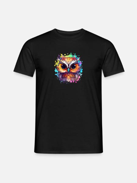Niedliche Wachsame Eule | Nachtschwärmer Eule - Männer T-Shirt - Schwarz