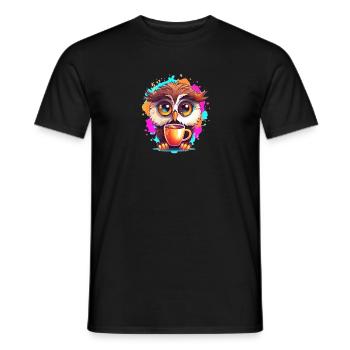 Niedliche Wachsame Eule | Nachtschwärmer Eule - Männer T-Shirt - Schwarz - Vorne - AI Model Male 178 light (178cm)