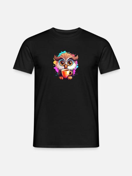 Niedliche Wachsame Eule | Nachtschwärmer Eule - Männer T-Shirt - Schwarz