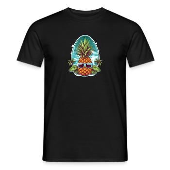 Pineapple Beach - Funny Summer Holiday T-Shirt - Men's T-Shirt - black - Front - AI Model Male 178 light (178cm)
