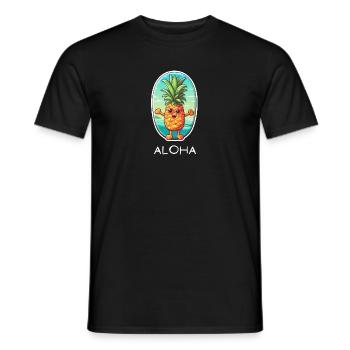Aloha Pineapple Strand Urlaub Hawaii Shirt - Männer T-Shirt - Schwarz - Vorne - AI Model Male 178 light (178cm)