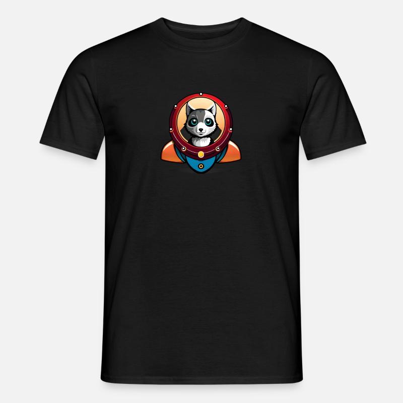 Katze in einer Rakete - Männer T-Shirt - Schwarz