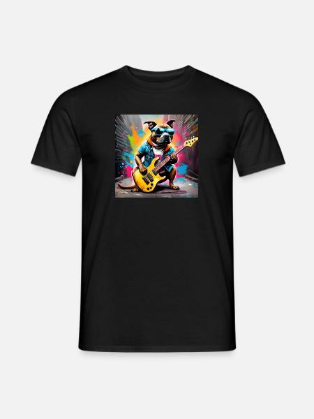 Staffordshire Bullterrier Staffy Bassist - Mænd T-shirt - sort