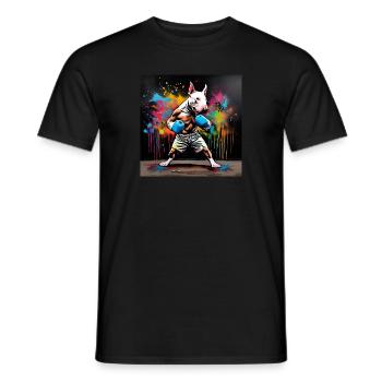 English Bull Terrier Boxer in a Boxing Stance - Men's T-Shirt - black - Front - AI Model Male 178 light (178cm)