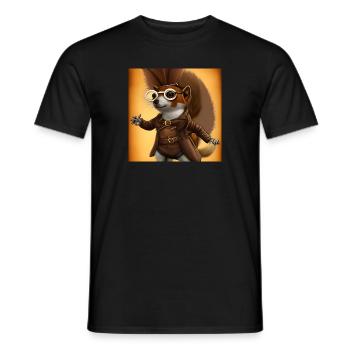 Steampunk Squirrel wearing Glasses - Men's T-Shirt - black - Front - AI Model Male 178 light (178cm)