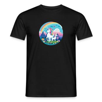 Einhorn Familie mit Regenbogen - Männer T-Shirt - Schwarz - Vorne - AI Model Male 178 light (178cm)