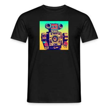 Roboter aus Stereo Anlage in Pop Art Style - Männer T-Shirt - Schwarz - Vorne - AI Model Male 178 light (178cm)