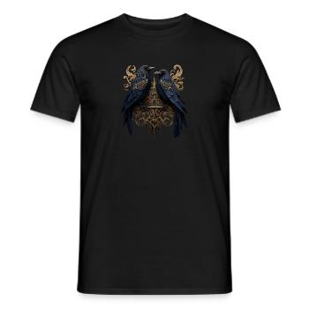 Hugin et Munin, les corbeaux d’Odin - T-shirt homme - noir - Devant - AI Model Male 178 light (178cm)