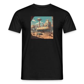 retro-futurismus,1950s, Lowpoly,artwork,scetch - Männer T-Shirt - Schwarz - Vorne - AI Model Male 178 light (178cm)
