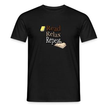 Bookworm's Mantra: Read, Relax, Repeat - Men's T-Shirt - black - Front - AI Model Male 178 light (178cm)