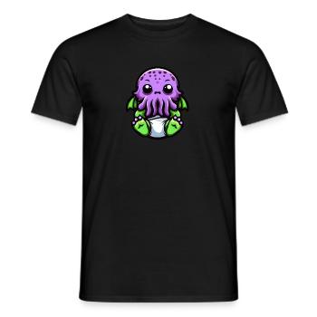 Charm of Lovecraft: Cute Adorable Baby Cthulhu - Men's T-Shirt - black - Front - AI Model Male 178 light (178cm)