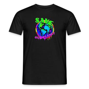 Save the planet - Men's T-Shirt - black - Front - AI Model Male 178 light (178cm)