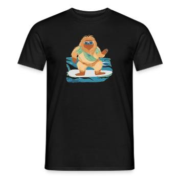 Bigfoot on surfboard - Men's T-Shirt - black - Front - AI Model Male 178 light (178cm)