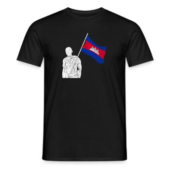 Temple du Cambodge Khmer Vintage drapeau je cadeau - T-shirt homme - noir - Devant - AI Model Male 178 light (178cm)