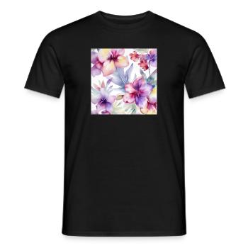 Orchid Blooms Pattern watercolor eg Hibiscus flowe - Männer T-Shirt - Schwarz - Vorne - AI Model Male 178 light (178cm)