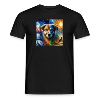 Réflexion du chien entre le jour et la nuit - T-shirt homme - noir - Devant - AI Model Male 178 light (178cm)