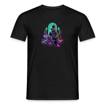 VR Gaming Zen: Digital Relaxation Art - Men's T-Shirt - black - Front - AI Model Male 178 light (178cm)