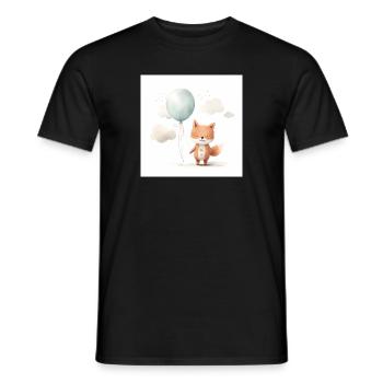 A cute fox clipart holding a balloon organic forms - Männer T-Shirt - Schwarz - Vorne - AI Model Male 178 light (178cm)