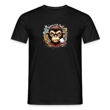 Affe angry schimpanse cartoon - Männer T-Shirt - Schwarz - Vorne - AI Model Male 178 light (178cm)