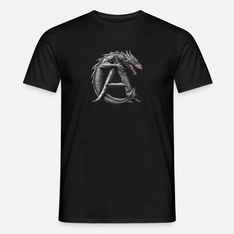 Buchstabe "A" im Drachendesign. - Männer T-Shirt - Schwarz