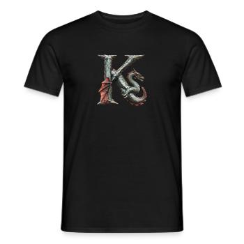 Buchstabe "K" im Drachendesign. - Männer T-Shirt - Schwarz - Vorne - AI Model Male 178 light (178cm)