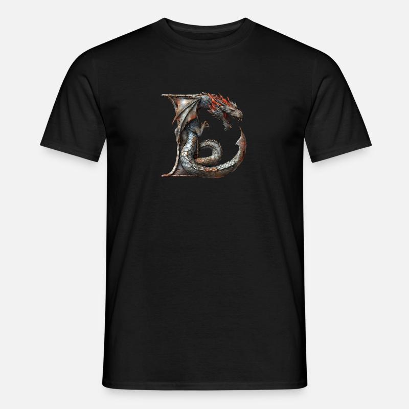 Buchstabe "L" im Drachendesign. - Männer T-Shirt - Schwarz