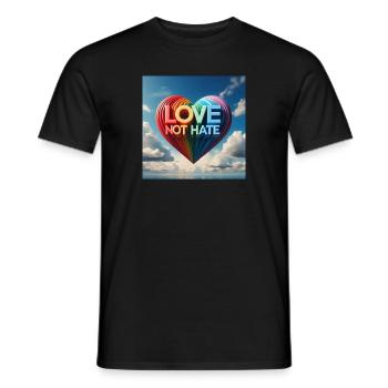 Love Not Hate - Männer T-Shirt - Schwarz - Vorne - AI Model Male 178 light (178cm)