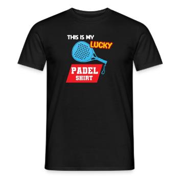 Padel Paddel Schläger Tennis Sport I Geschenk - Männer T-Shirt - Schwarz - Vorne - AI Model Male 178 light (178cm)