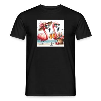 Fête Flamigo pétillante sur la plage - T-shirt homme - noir - Devant - AI Model Male 178 light (178cm)