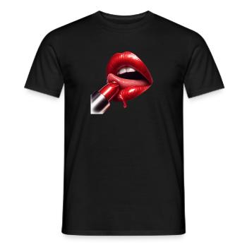 Kussrot Lippen-Glanz Design - Männer T-Shirt - Schwarz - Vorne - AI Model Male 178 light (178cm)