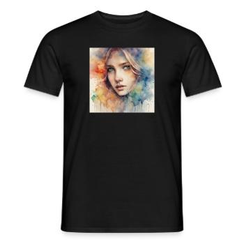 Visages Féminins : Mode Artistique - T-shirt homme - noir - Devant - AI Model Male 178 light (178cm)