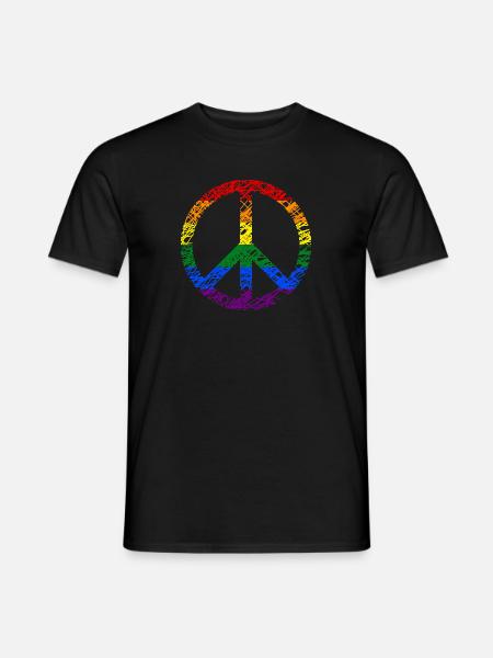 Peace Regenbogen Regenbogenfahne Frieden - Männer T-Shirt - Schwarz
