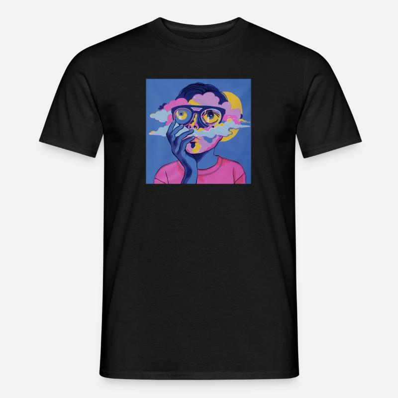 Psychedelisches Gesicht - Männer T-Shirt - Schwarz
