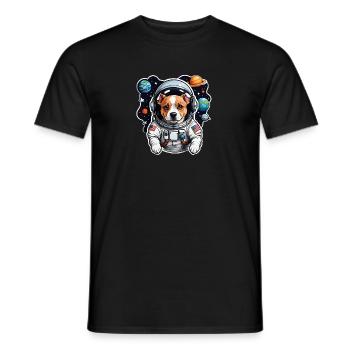 Space Dog with Planets - Men's T-Shirt - black - Front - AI Model Male 178 light (178cm)
