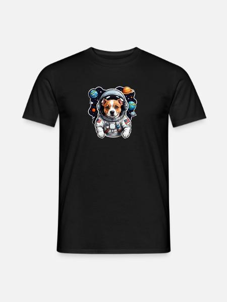 Space Dog with Planets - Men's T-Shirt - black